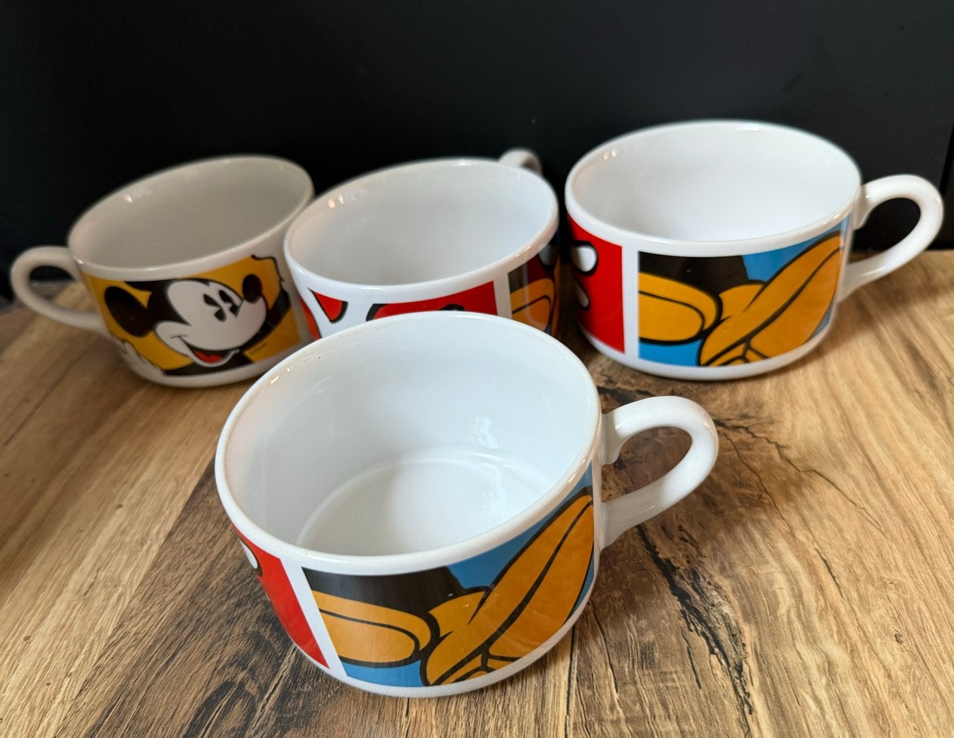 Set van 4 Disney Mickey Mouse  soepkommen, Ophalen of Verzenden, Mickey Mouse, Zo goed als nieuw, Servies