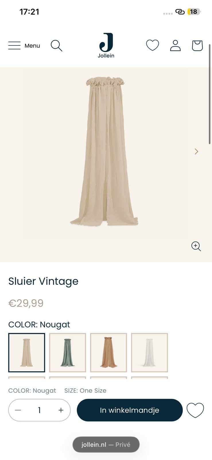 Jollein Piekstok Goud & Sluier Nougat, Ophalen, Zo goed als nieuw, Klamboe