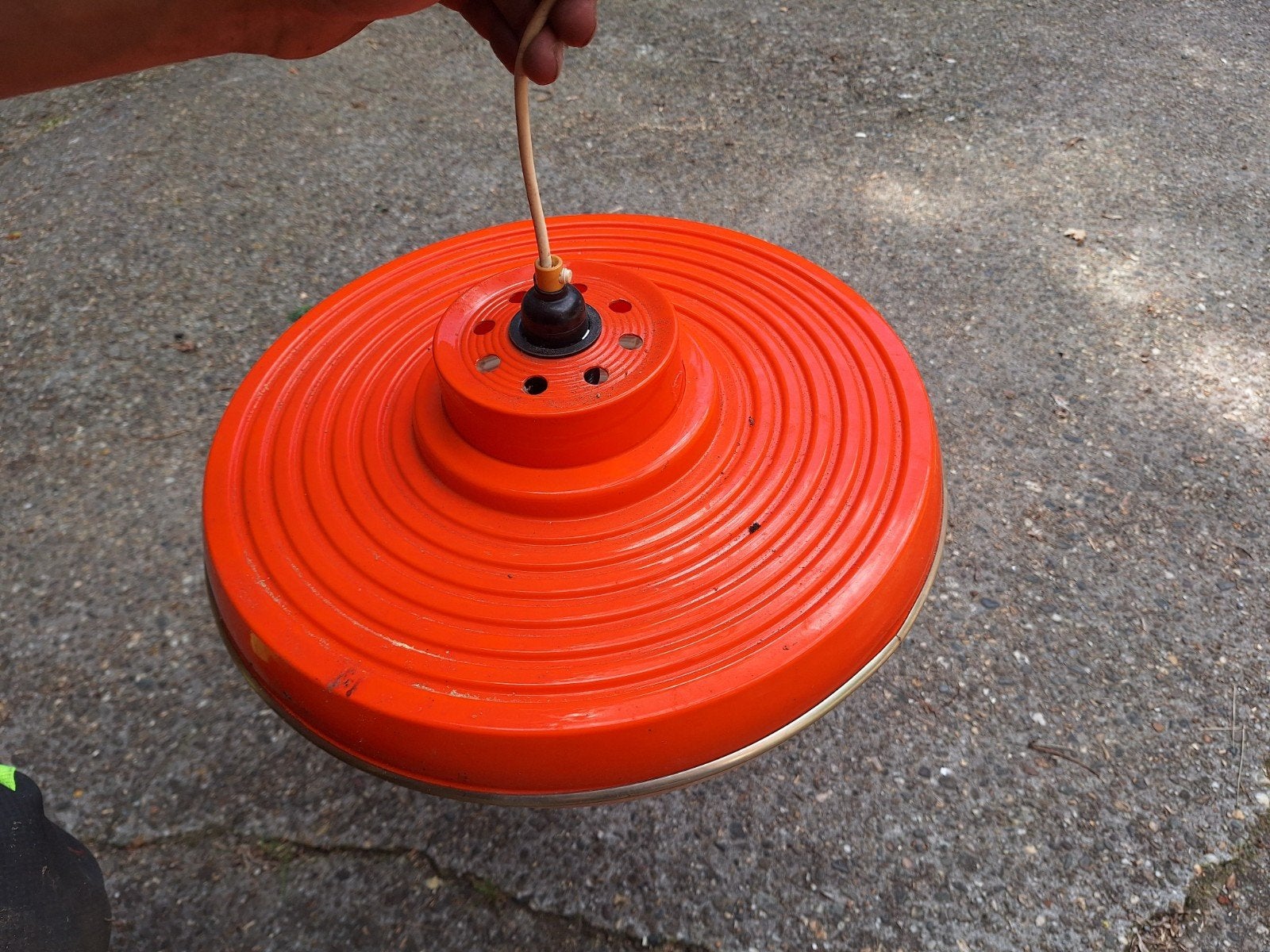 Vintage Oranje Plafondlamp / Hanglamp, Ophalen, Minder dan 50 cm, Gebruikt, Vintage, Retro