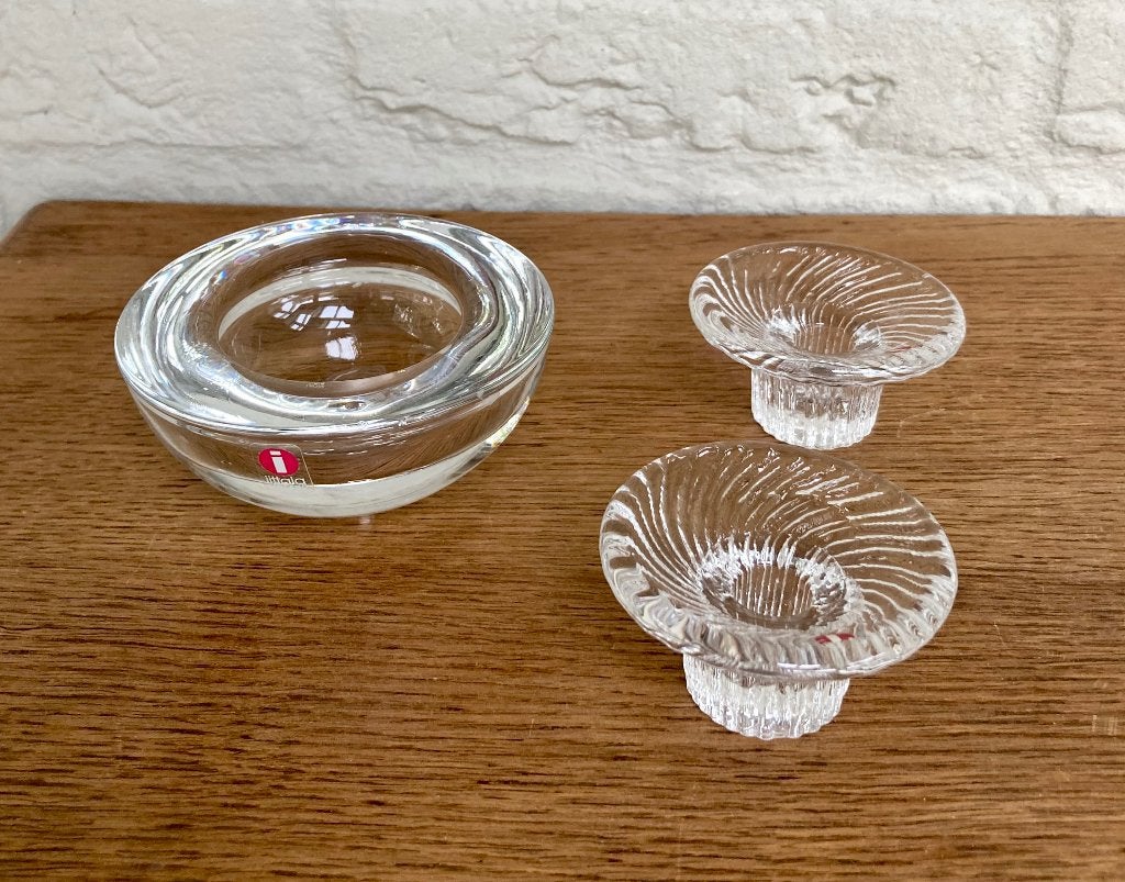 Iittala Finland: 3 kaarsenhouders 1x Ballo Votief + 2x Fire., Ophalen of Verzenden, Kandelaar, Iittala, Glas
