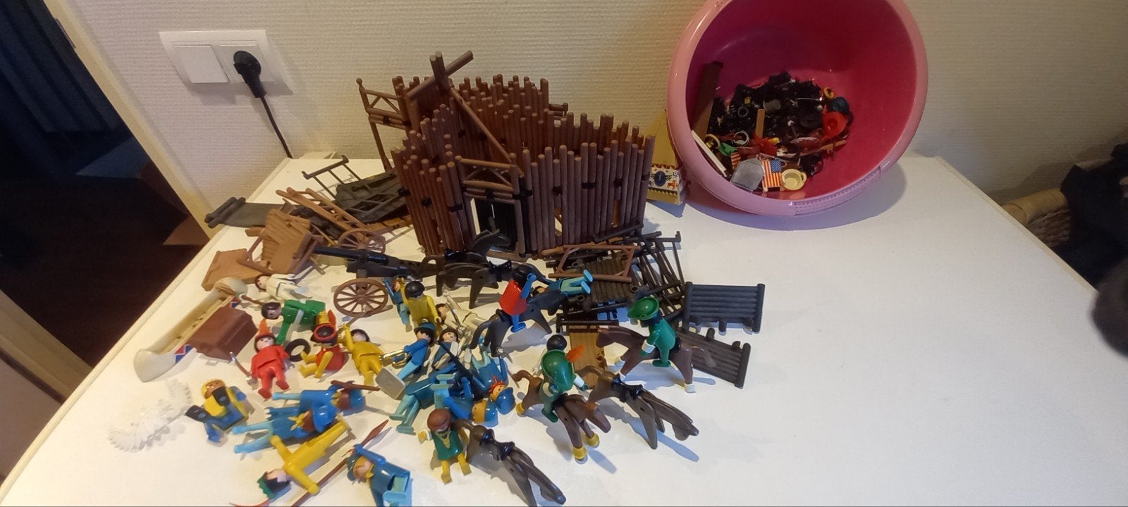 Grote set Playmobil Western Fort union en Indianen, Ophalen of Verzenden, Gebruikt