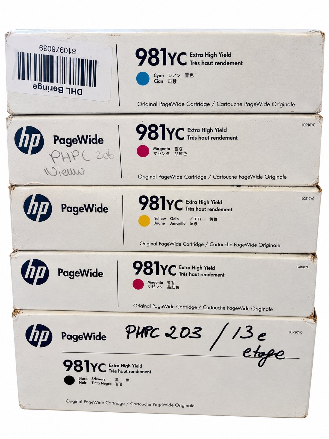 5x originele HP 981YC PageWide inktcartridges, Computers en Software, Ophalen, Zo goed als nieuw, Cartridge