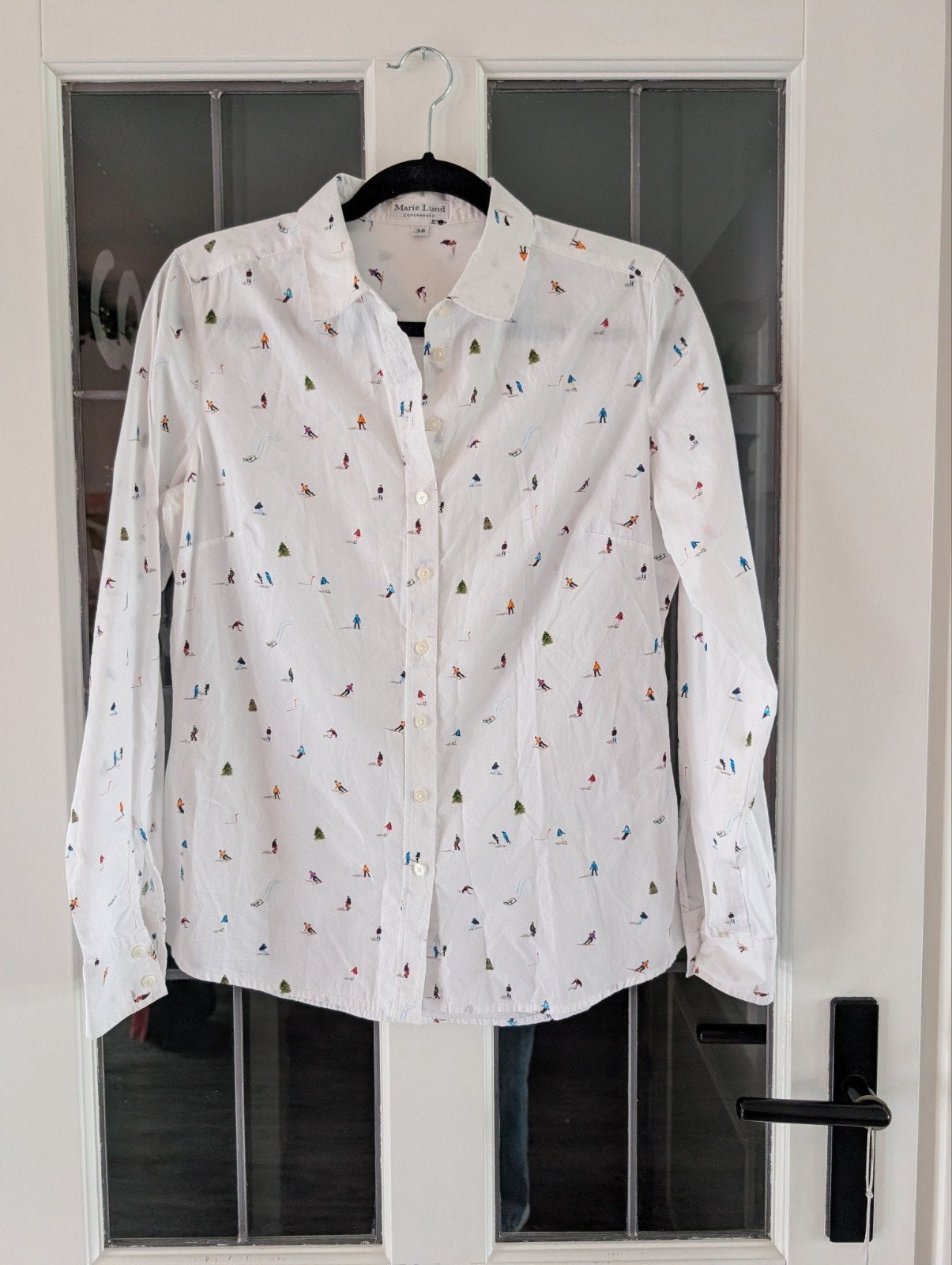 Marie Lund Blouse met Skiërs Print - Maat 38, Maat 38/40 (M), Wit, Ophalen of Verzenden, Marie Lund