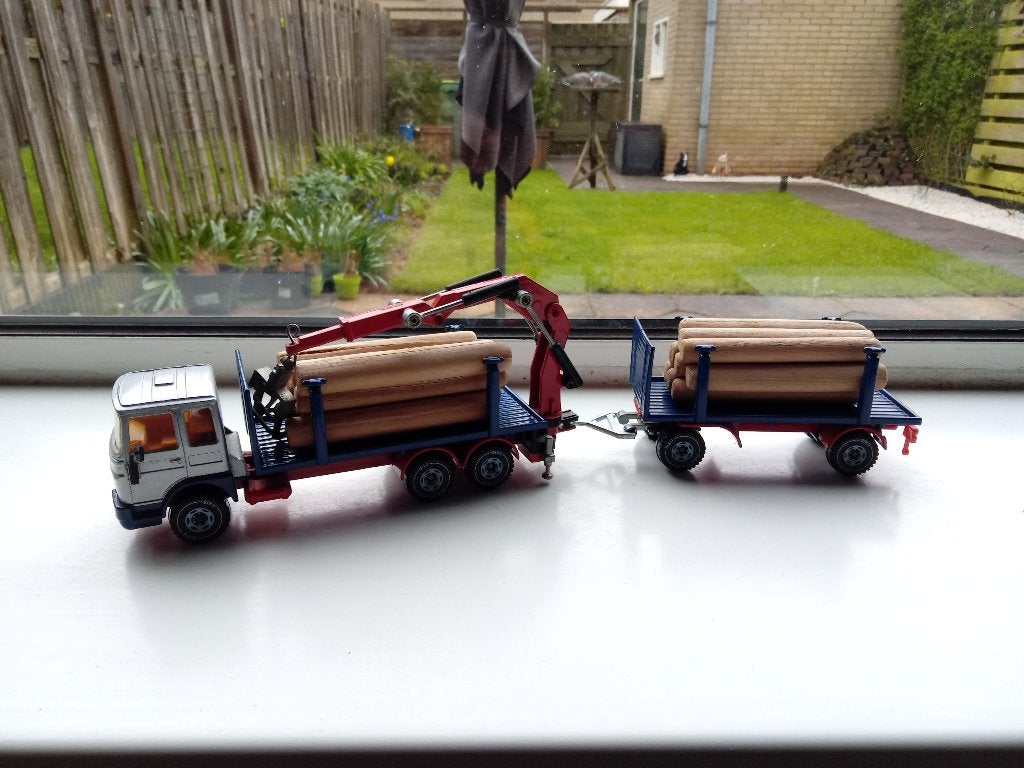 2x Bomen/Hout transport Siku Daf 95 + M.A.N, Ophalen, Nieuw, Bus of Vrachtwagen