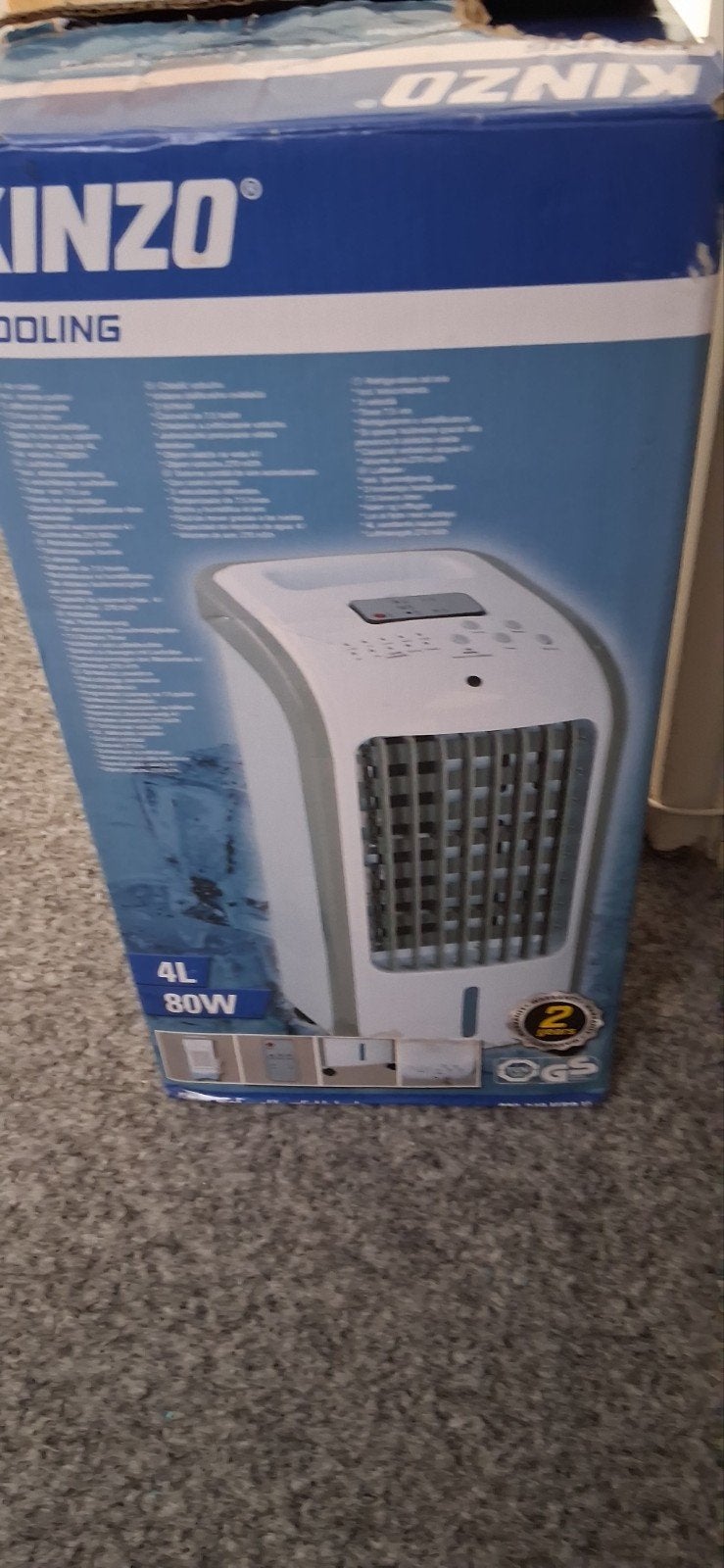 Kinzo AIR KOELER met afstandsbediening, Ophalen, Minder dan 60 m³, 3 snelheden of meer, Zo goed als nieuw