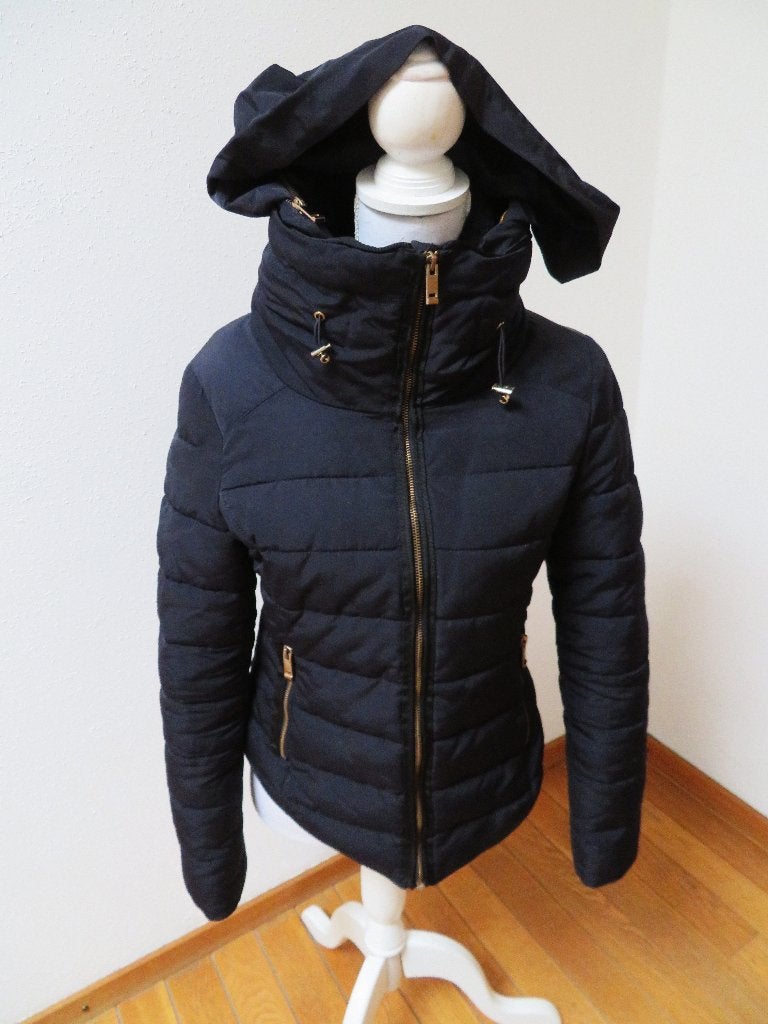 H48 ZARA jas capuchon in kraag blauw M past voor 36, Blauw, Zara, Nieuw, Ophalen of Verzenden