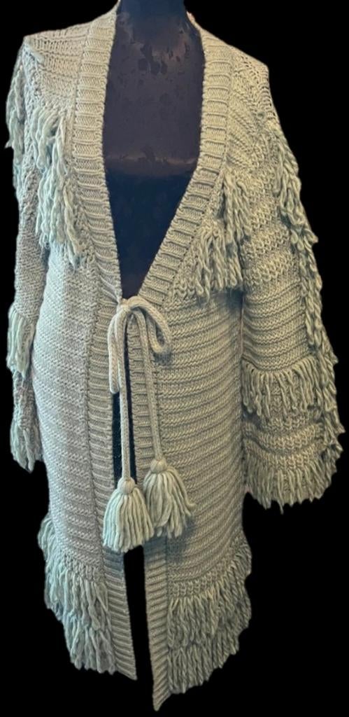 Prachtig Isla Ibiza lang vest boho franjes gebreid xl, Ophalen, Zo goed als nieuw, Maat 46/48 (XL) of groter