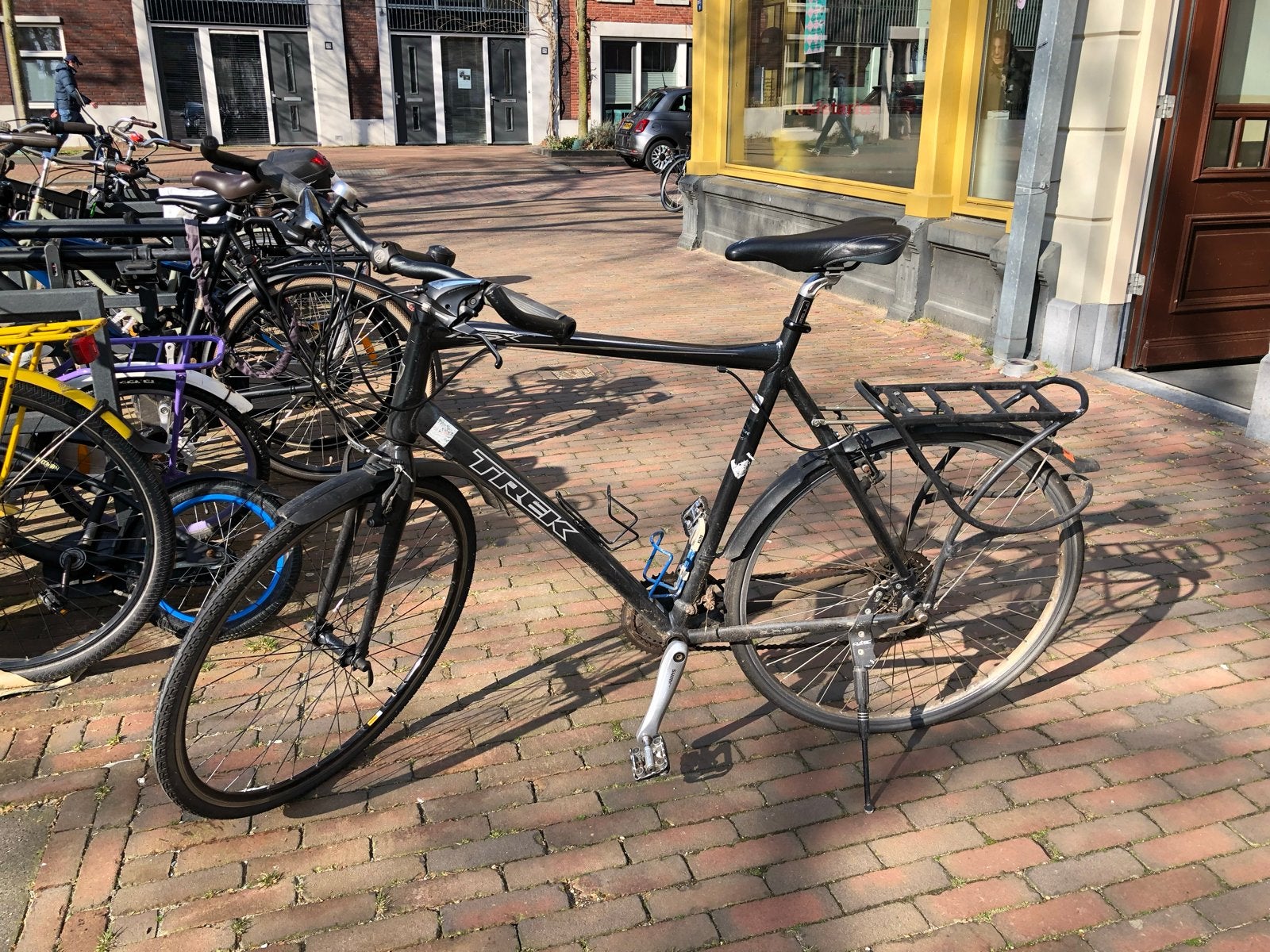 Trek fiets met versnellingen en bagagedrager, Fietsen en Brommers, Fietsen | Heren | Herenfietsen, Velgrem, Versnellingen, Zo goed als nieuw