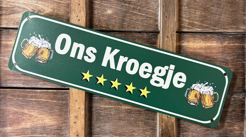 Ons kroegje bier reclamebord van metaal wandbord decoratie, Info@deconoord.nl, Deco Noord, Nieuw, Ophalen of Verzenden