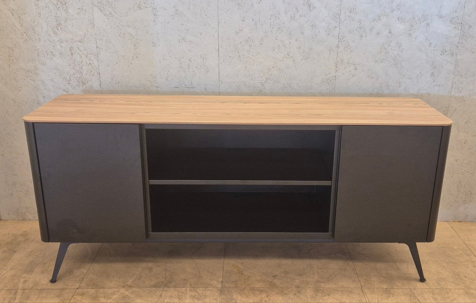 Voortman TABS Credenza dressoir zwart met houten blad, 150 tot 200 cm, Voortman, Zo goed als nieuw, Modern