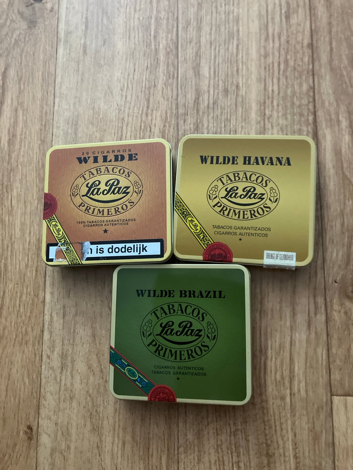 Set van 3 La Paz Wilde sigaren doosjes, Verzamelen, Ophalen of Verzenden, Gebruikt, Tabaksdoos of Verpakking