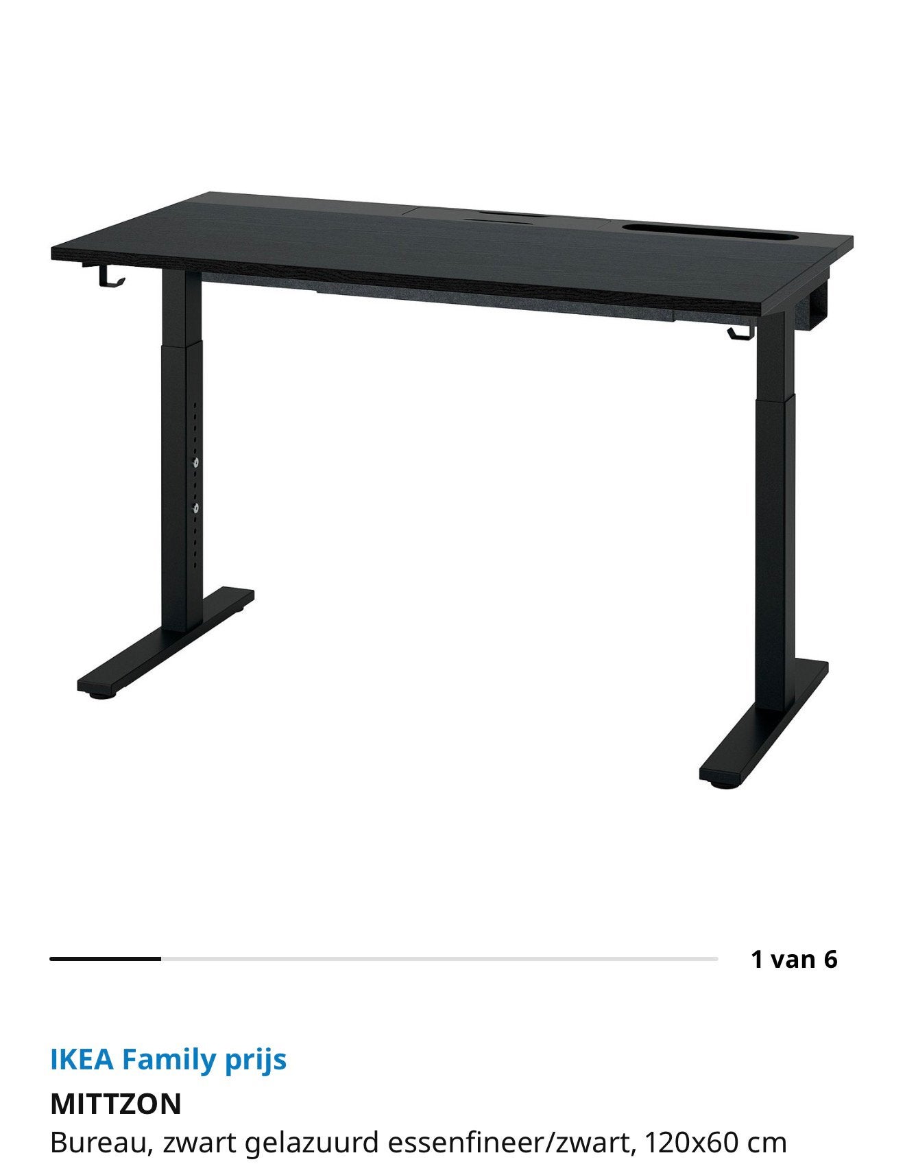 Zwart bureau IKEA Mittzon, Ophalen, Zo goed als nieuw