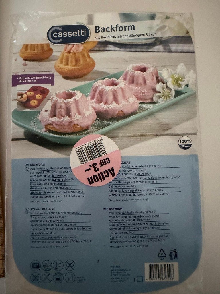 Cassetti siliconen bakvorm – 6 mini tulbandjes – nieuw, Ophalen of Verzenden, Zo goed als nieuw, Taarten of Cupcakes, Bakvorm