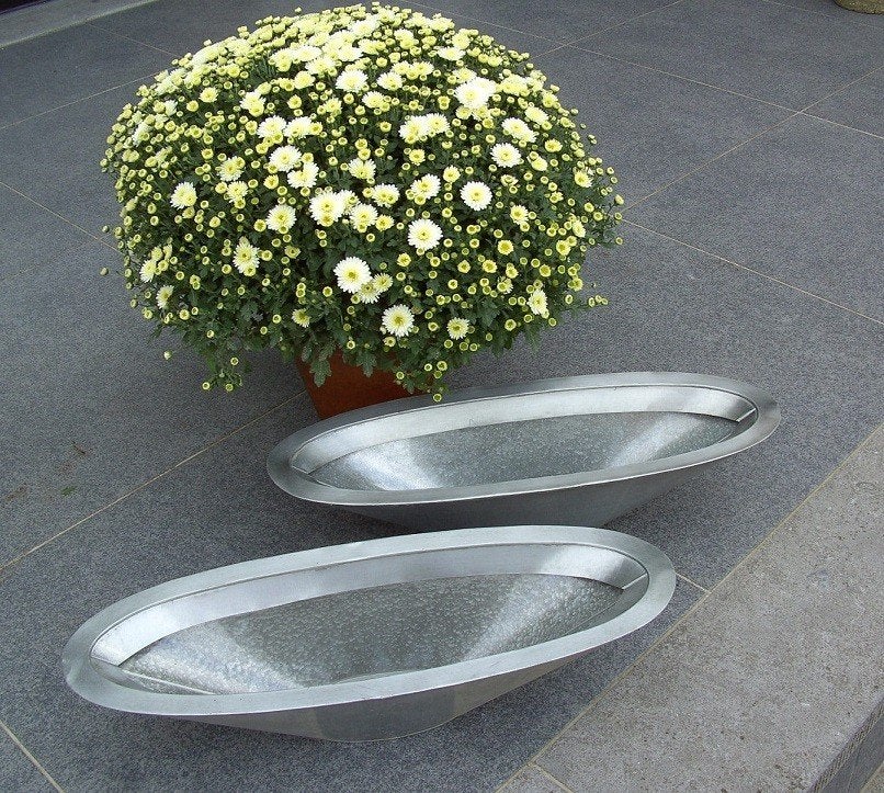METALEN BLOEMPOT SCHALEN 2 DLG BASIS 55 cm Nieuw, -, Ophalen of Verzenden, Minder dan 40 cm, Metaal