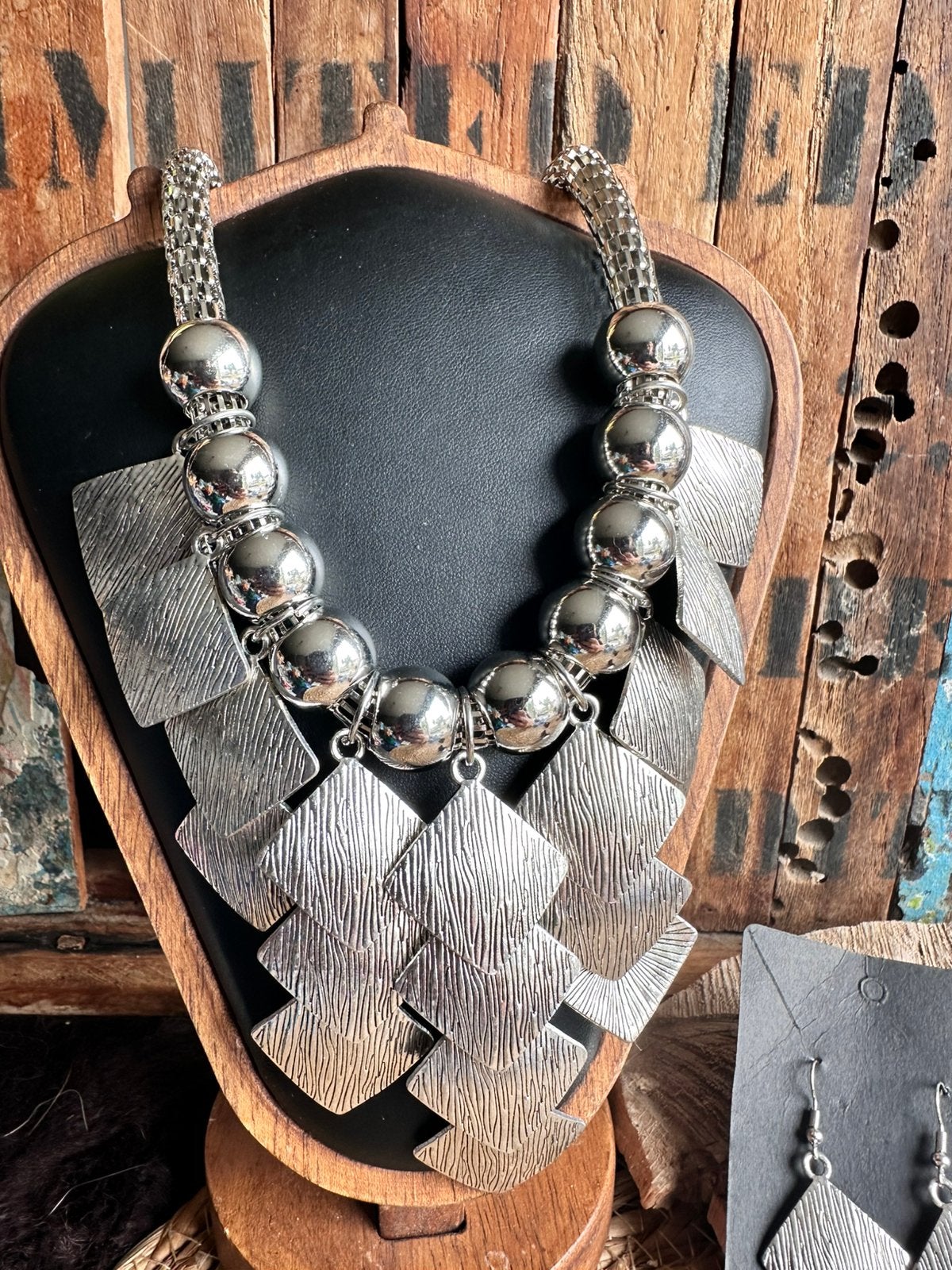 Boho sieraden set / halsketting - oorbellen / boho chic, Sieraden, Tassen en Uiterlijk, Ophalen of Verzenden, Nieuw, Zilver, Overige materialen
