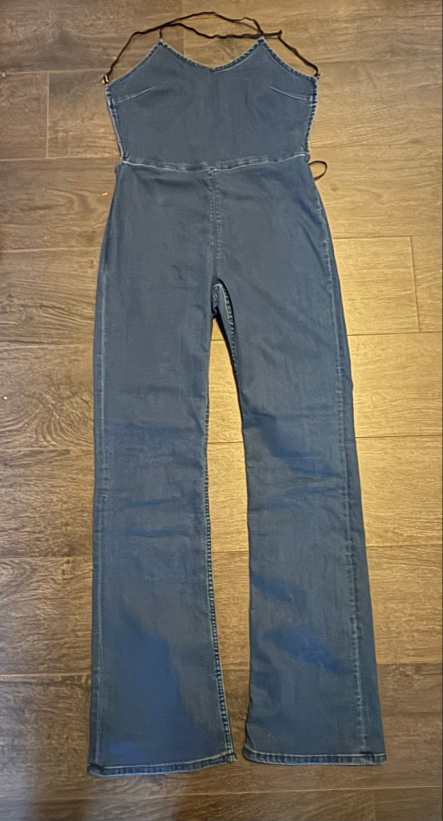 Denim Jumpsuit met open rug - Maat M, Ophalen of Verzenden, Zo goed als nieuw, Maat 38/40 (M), Blauw