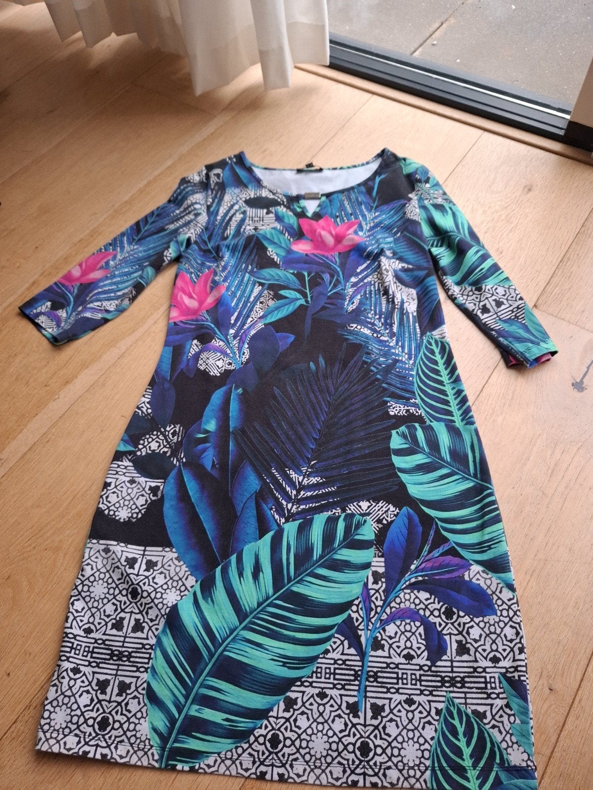 Smashed Lemon jurk XL 42 met tropische print, Blauw, Maat 42/44 (L), Ophalen of Verzenden, Smashed Lemon