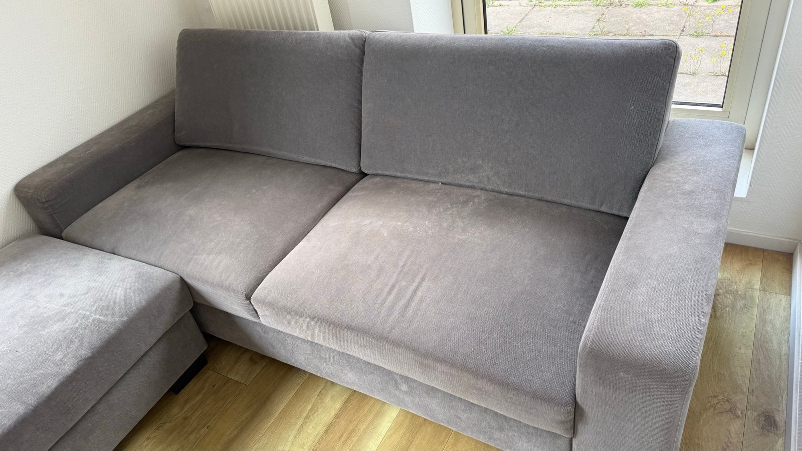 IKEA Vimle 2-zitsbank met chaise longue - Grijs incl hocker, Ophalen, Gebruikt, Hoekbank, Driepersoons