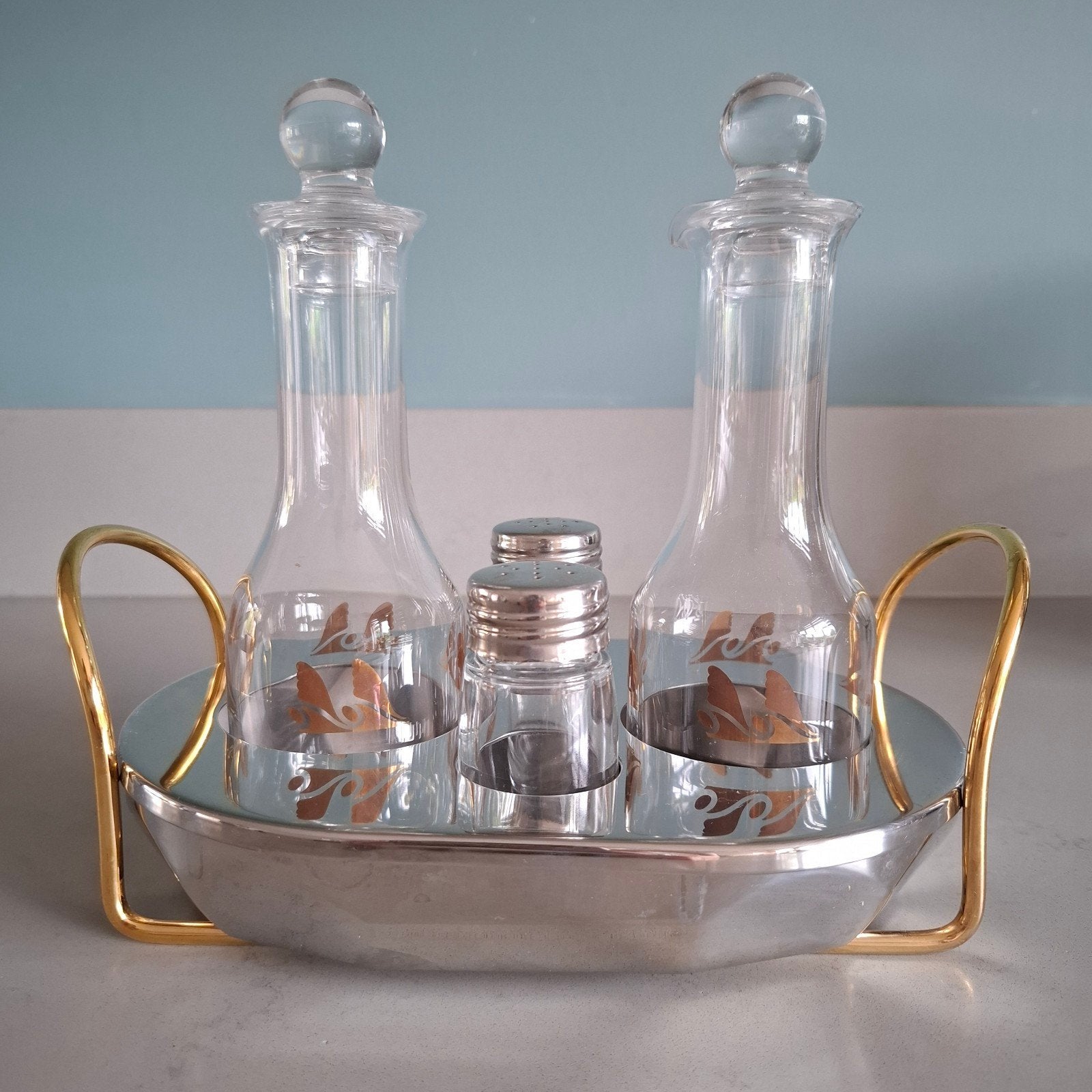 Vintage Italiaans Gottinghen Olie en Azijnstel, Ophalen of Verzenden, Huis en Inrichting