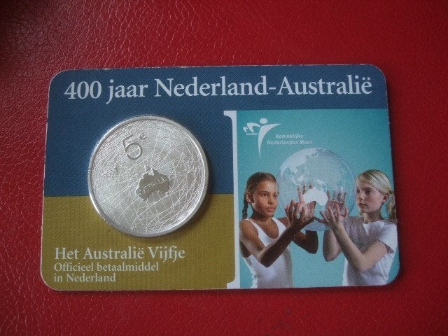 Coincard zilver 5 euro 400 jaar Ned. Australie, Postzegels en Munten, Munten | Nederland, Verzenden, Koningin Beatrix, Euro's