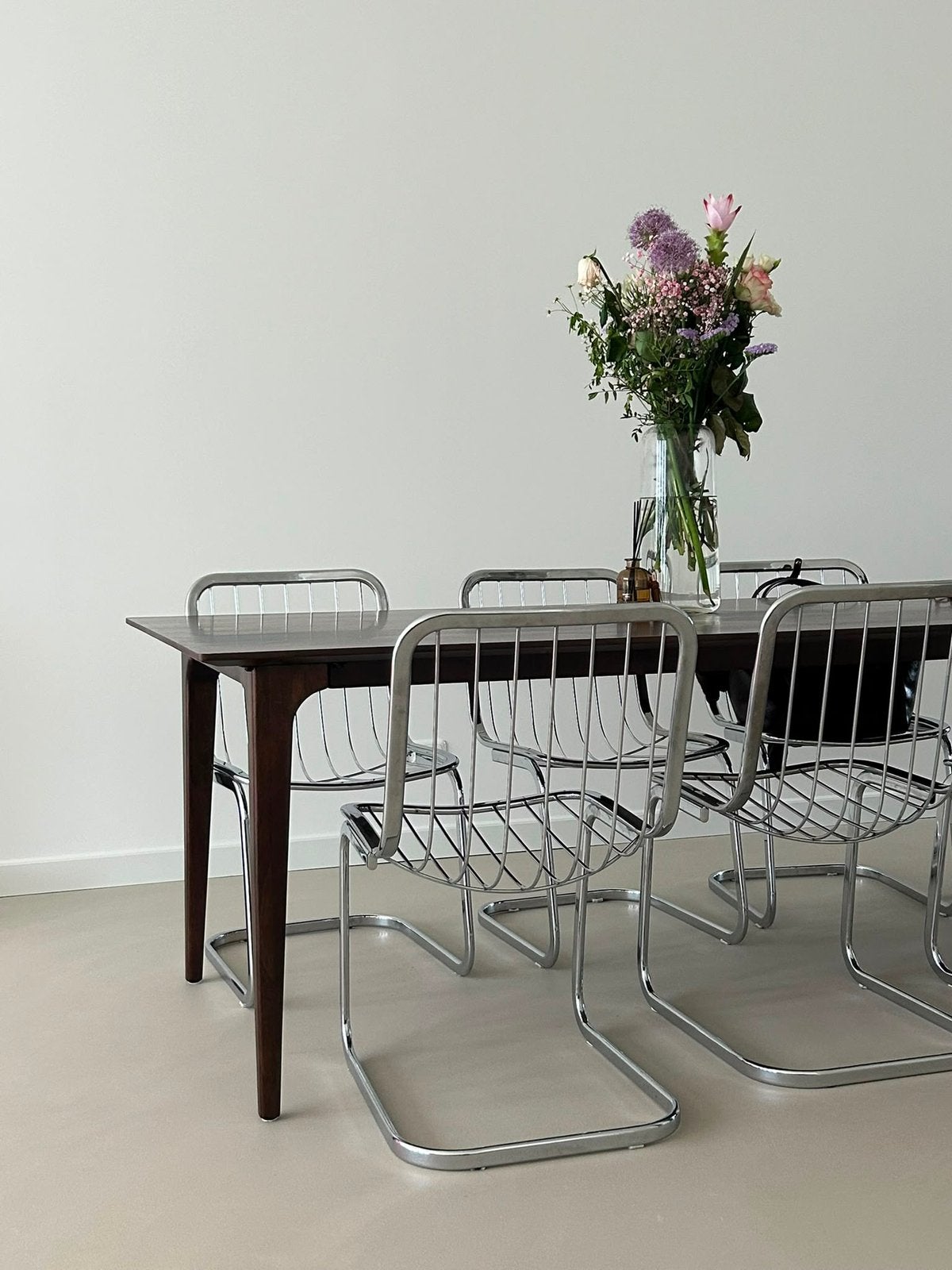 6x Italiaanse Gastone Rinaldi Vintage stalen stoelen, zilver, Ophalen, Gebruikt, Overige kleuren, Vintage
