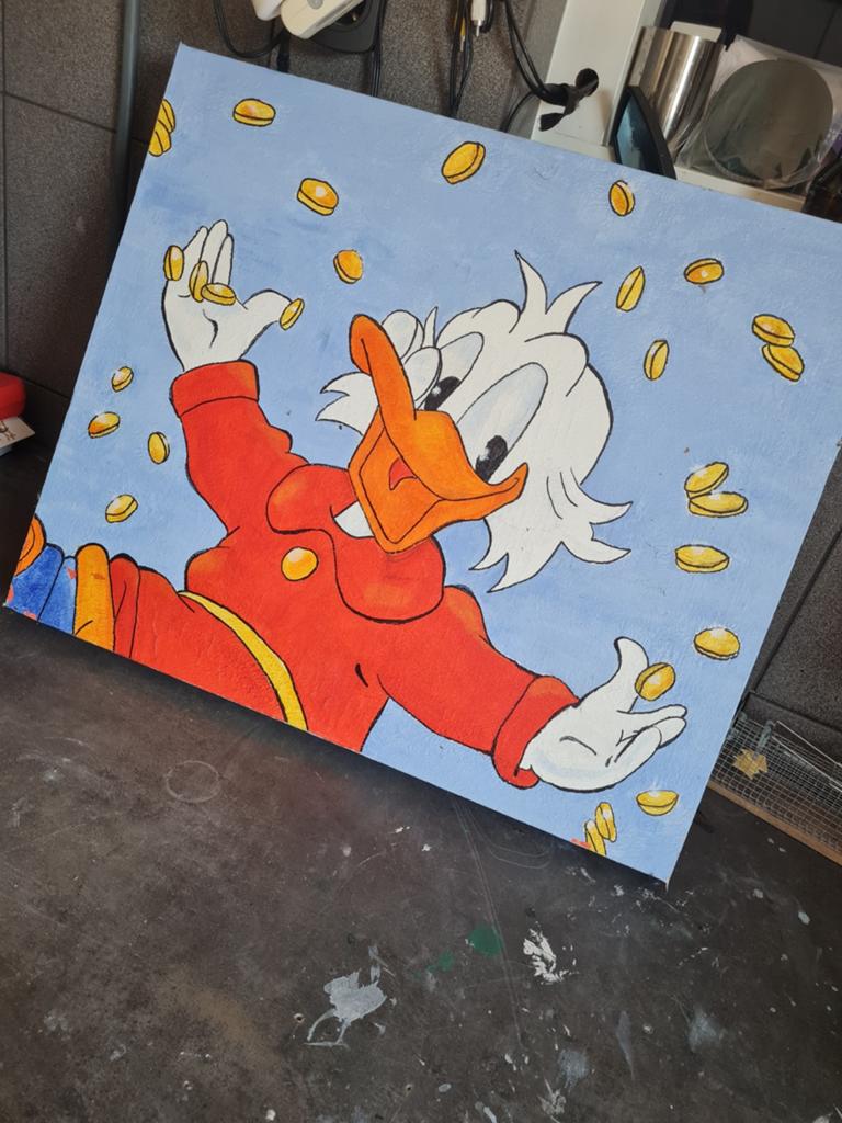 Olieverfschilderij Dagobert Duck met munten, Ophalen