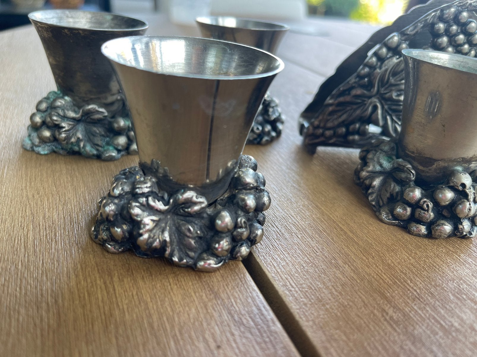 4 zware eierdopjes met bijpassende servethouder, Antiek en Kunst, Ophalen of Verzenden