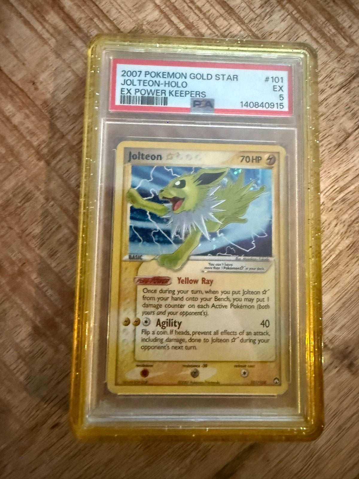 Jolteon Gold Star Holo EX Power Keepers PSA 5 Pokémon Kaart, Ophalen of Verzenden, Gebruikt, Losse kaart, Foil
