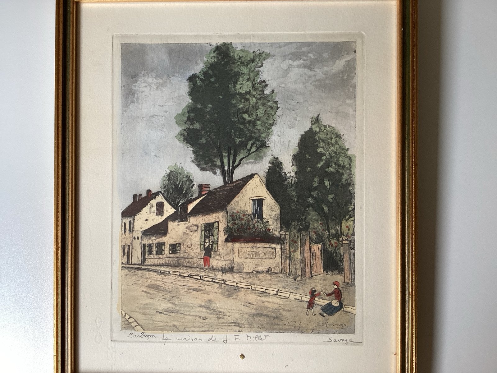 Ets Barbizon School: Huis van Millet (28x33cm), Antiek en Kunst, Ophalen of Verzenden, Landschap, Ets, 1800 - 1899