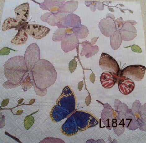 Servetten decoupage/bullet journal * orchidee vlinders L1847, Verzenden, Nieuw