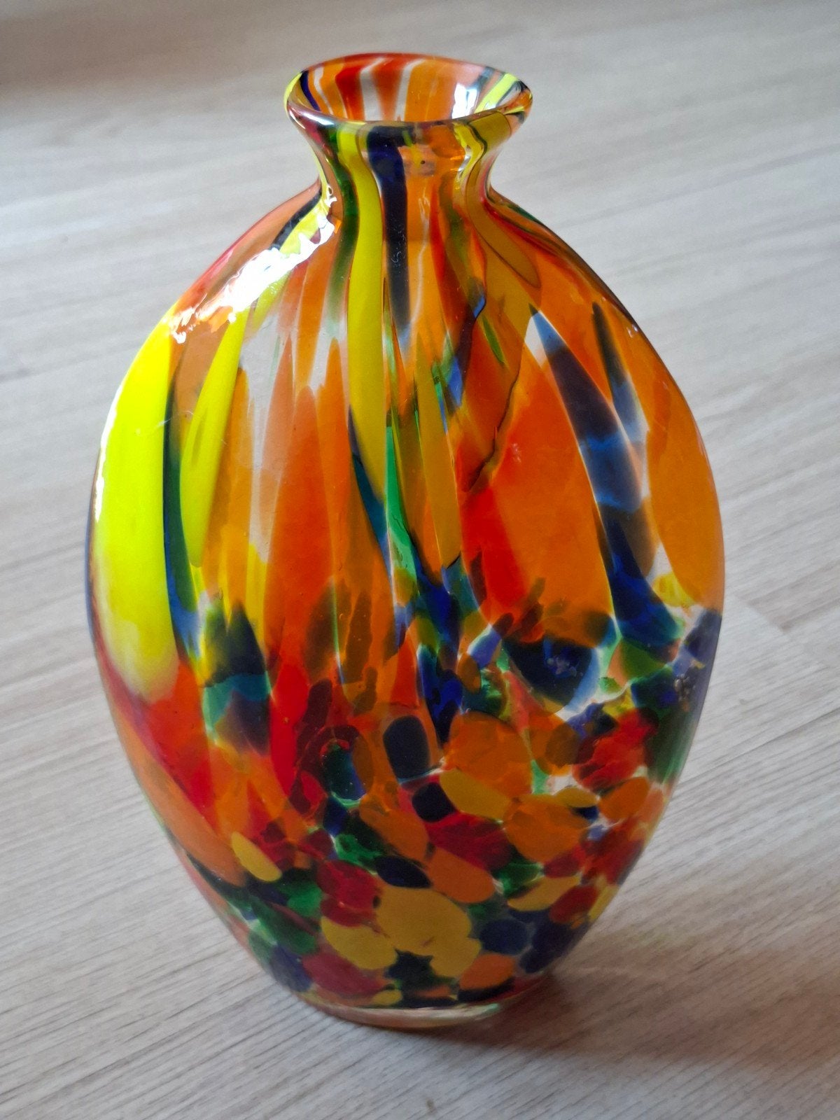 Kleurrijke glazen vaas, mondgeblazen, Ophalen of Verzenden