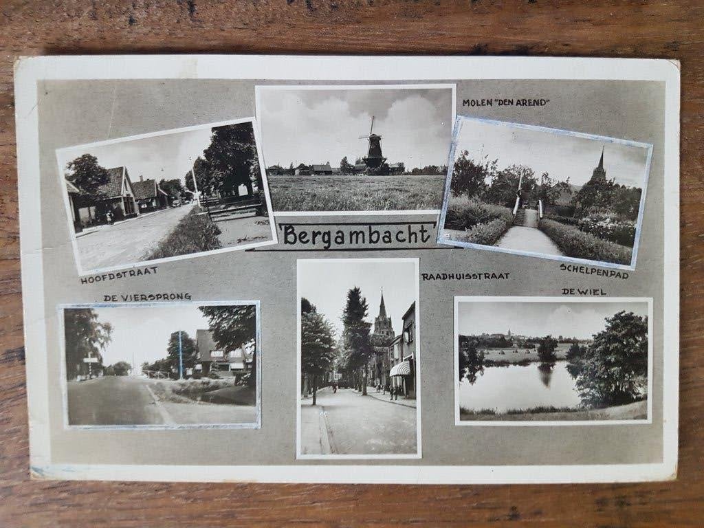 Ansichtkaart Bergambacht Molen Den Arend , Schelpenpad,.., Ophalen of Verzenden, 1940 tot 1960, Gelopen, Noord-Brabant