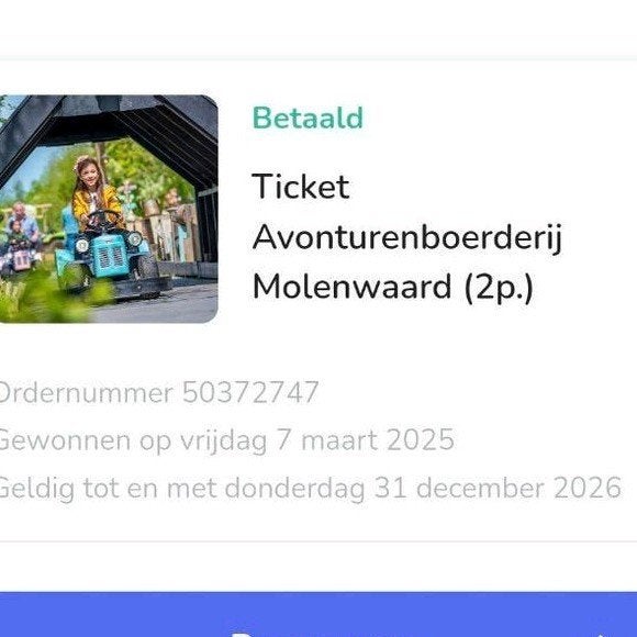 3x tickets avonturen boerderij molenwaard
