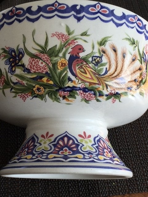 DECORATIEVE SCHALEN VOOR KAST MET PAUWEN MOTIEF SET VAN 2, Antiek en Kunst, Ophalen of Verzenden