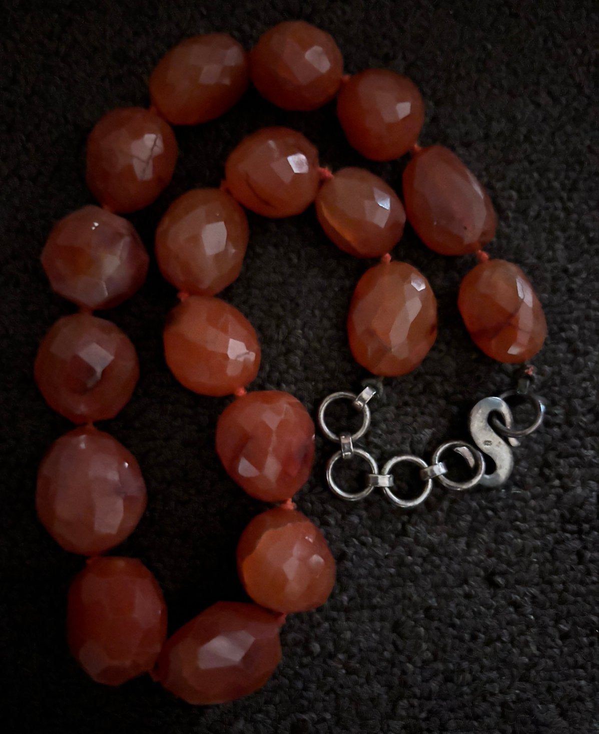 Antieke grote carneool afrikaanse ketting, Verzenden, Zilver