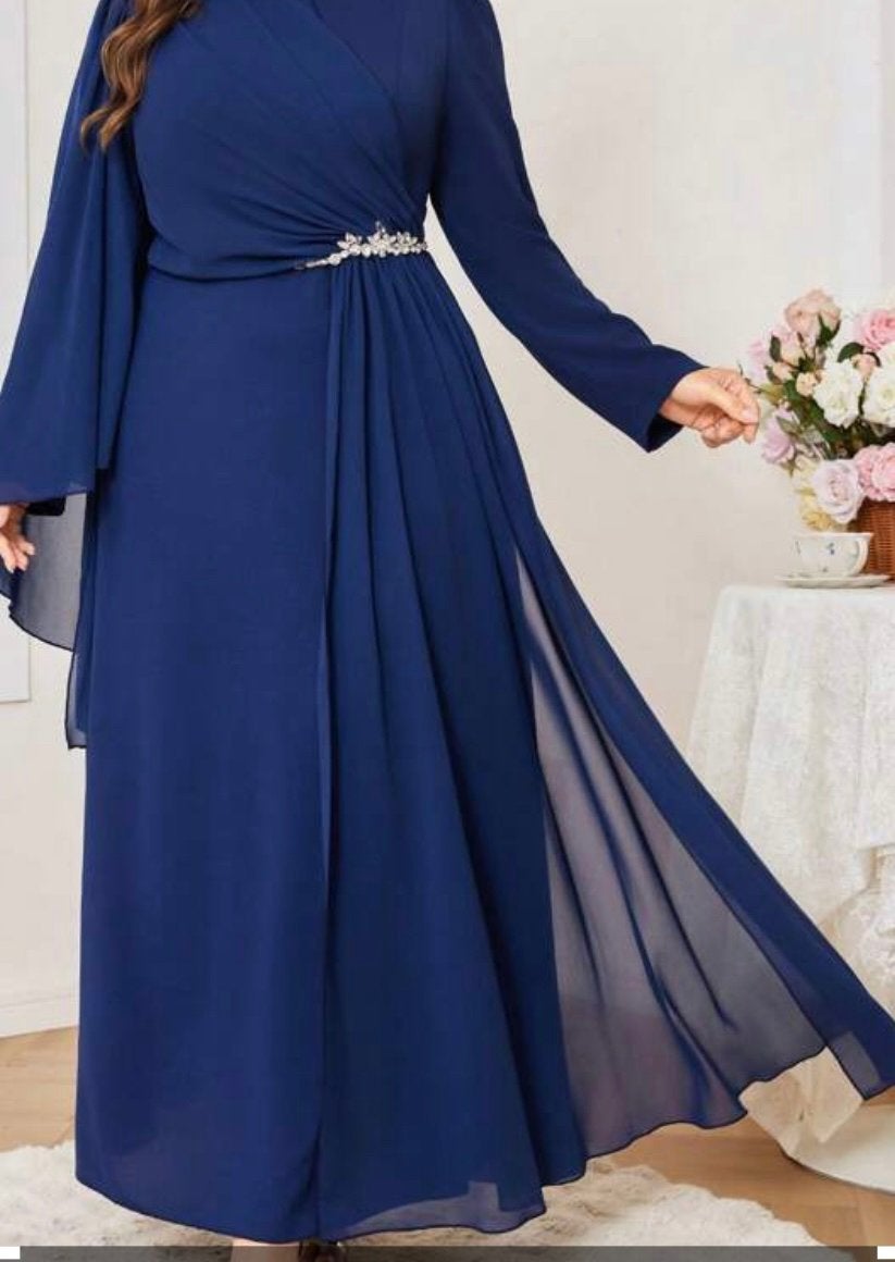 Donker blauw jurk, Kleding | Dames, Gelegenheidskleding, Galajurk, Blauw, Maat 46/48 (XL) of groter, Ophalen of Verzenden