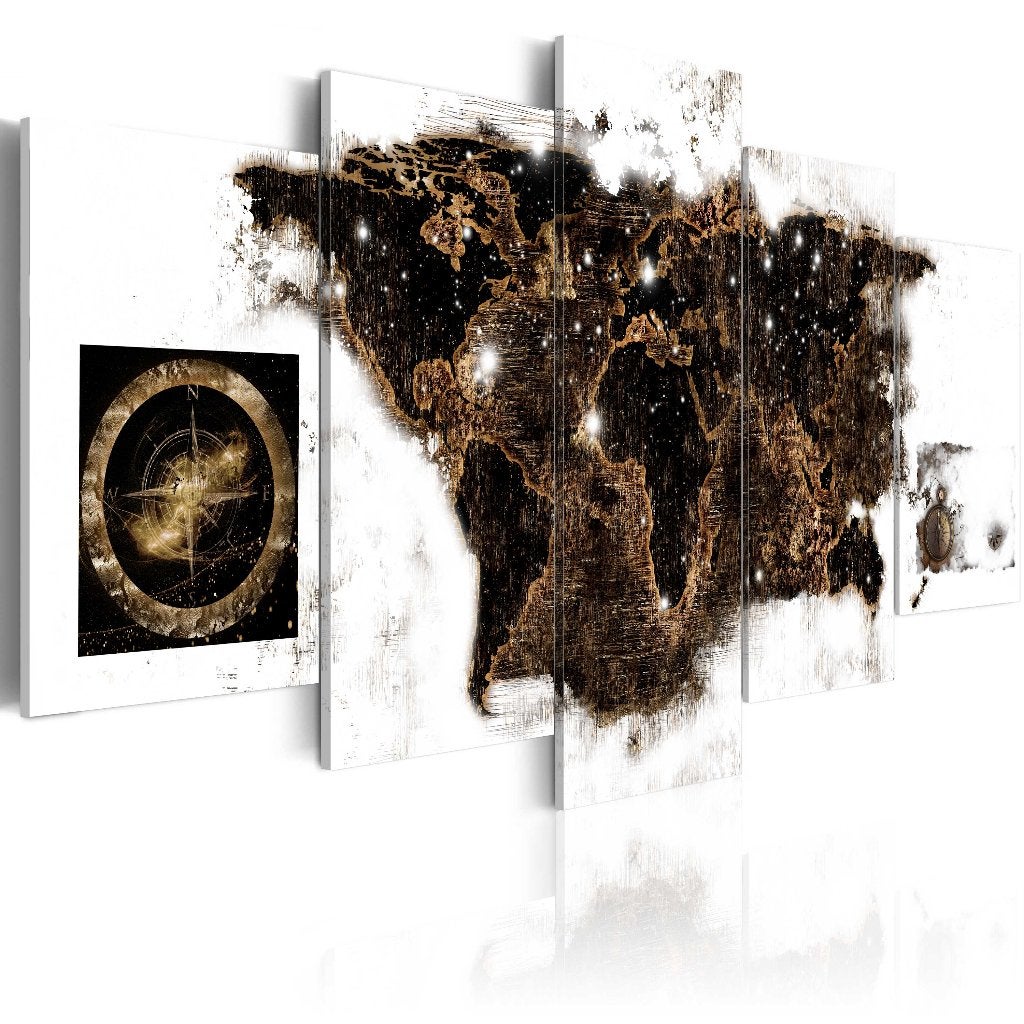 190 Wereldkaart 5 Luik Canvas Schilderij 200x100cm Nieuw, Nieuw, 125 cm of meer, Ophalen of Verzenden, Schilderij