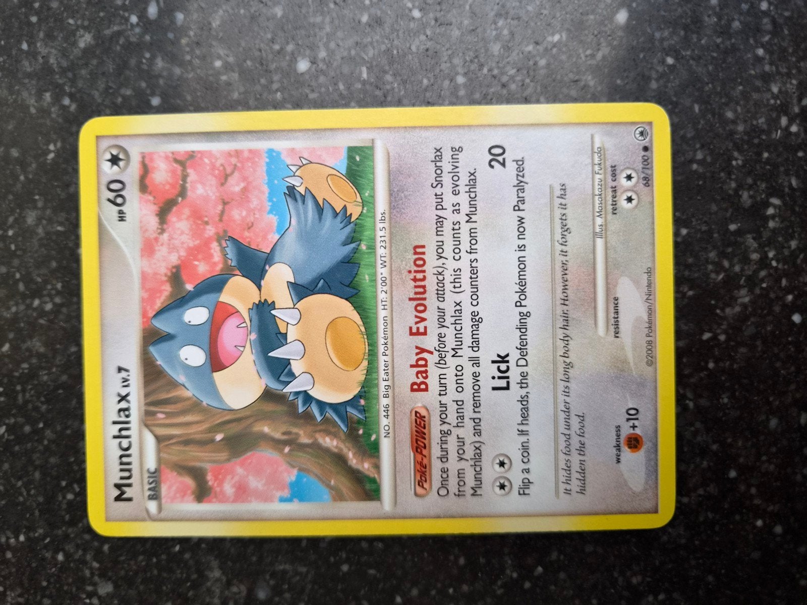 Munchlax Lv.7 Pokémon kaart - Uitstekende staat, Ophalen of Verzenden, Zo goed als nieuw, Losse kaart