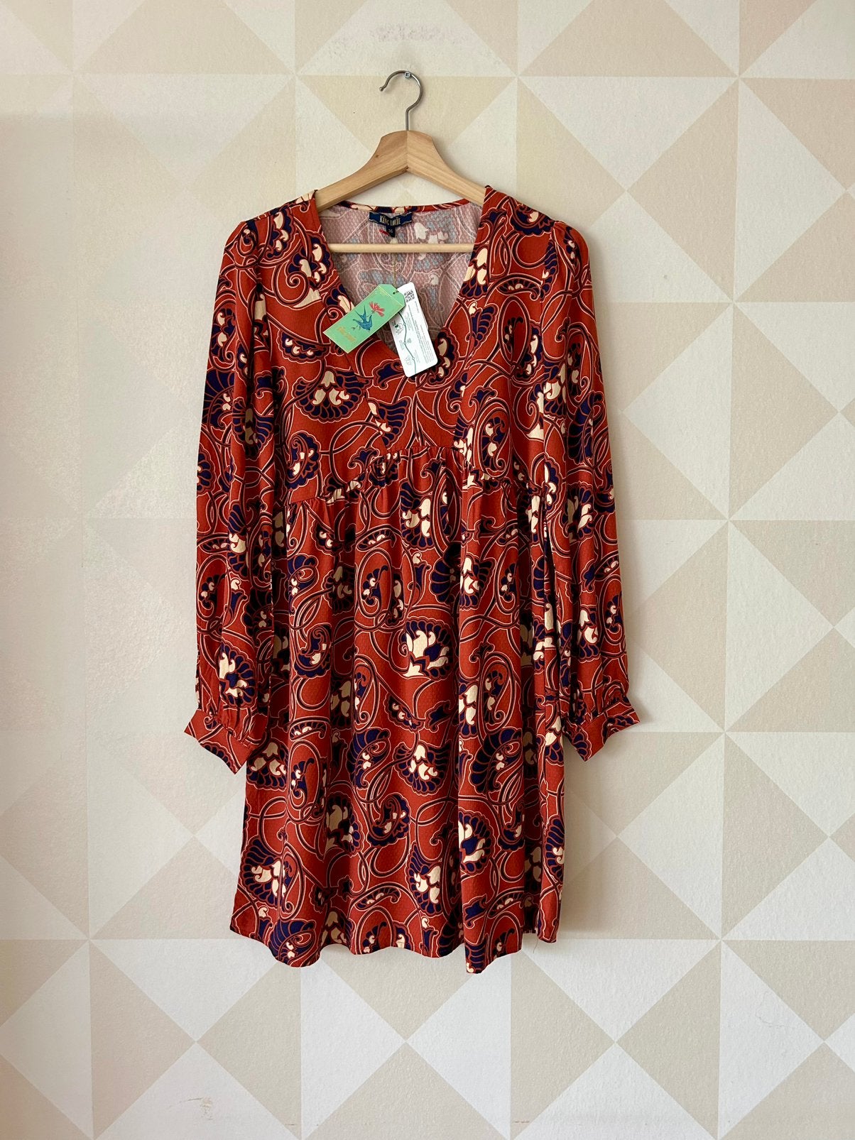 King Louie Marjorie Dress jurk bruin S/36 NIEUW, Bruin, Nieuw, Ophalen of Verzenden, Maat 36 (S)