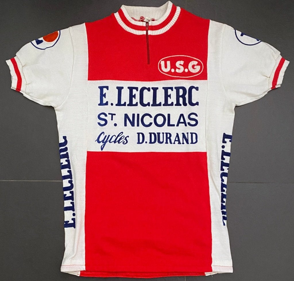 Wollen wielertrui E. LECLERC – ST. NICOLAS – CYCLES D.DURAND, Ophalen of Verzenden, Overige typen
