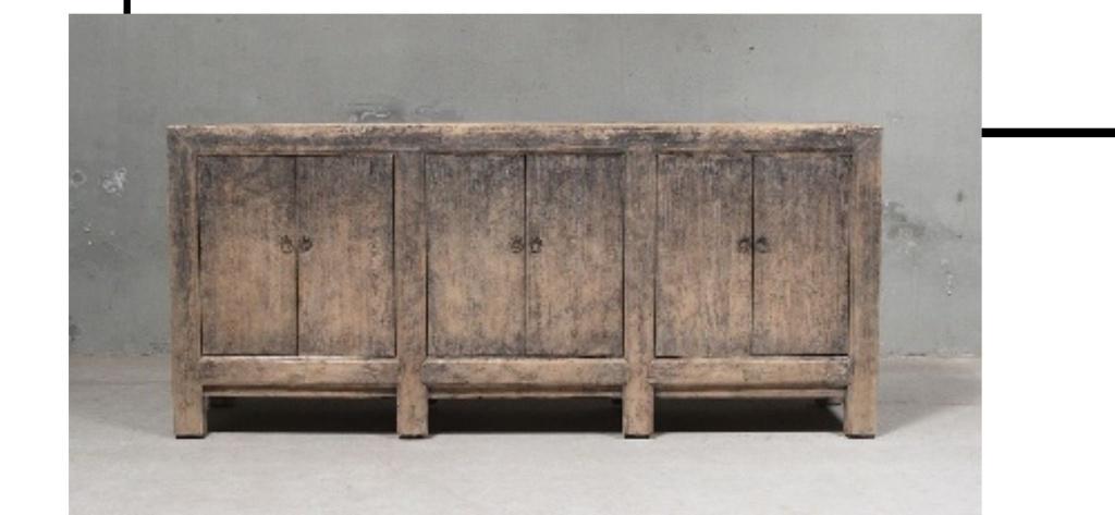 Dressoir 229 cm antiek Elm houten exclusief Uniek item., Dressoir 229 cm antiek Elm houten exclusief Uniek item., 1 of 2 laden