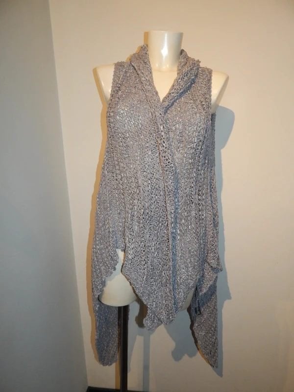 Sarah Pacini grof gebreid vest langer in punten hoogtes, Verzenden, Sarah Pacini, Maat 46/48 (XL) of groter, Zo goed als nieuw