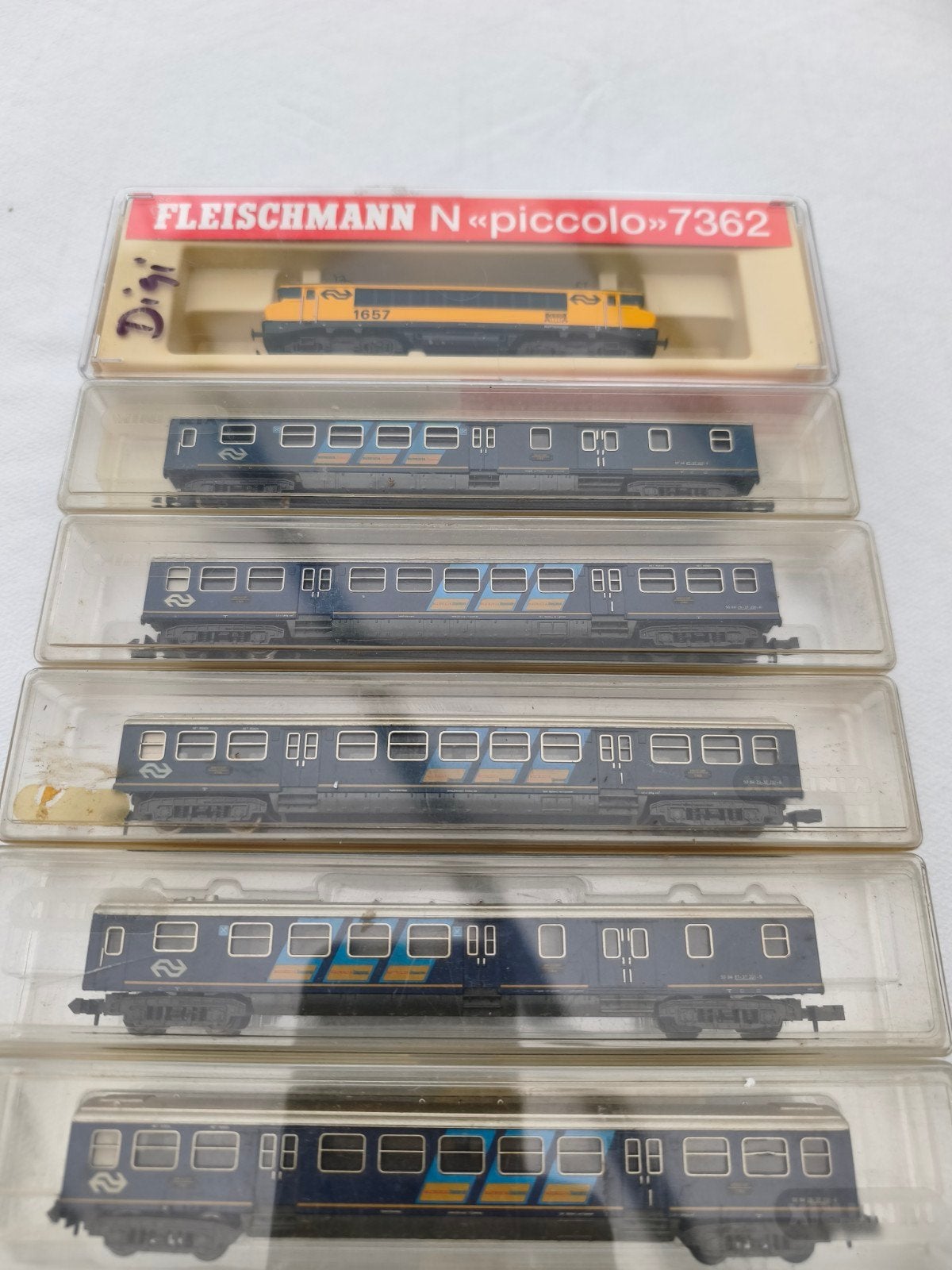 Fleischmann N Piccolo 7362 NS dig. Locomotief met 5 NSWagons, Gebruikt, Fleischmann, Ophalen of Verzenden, NS