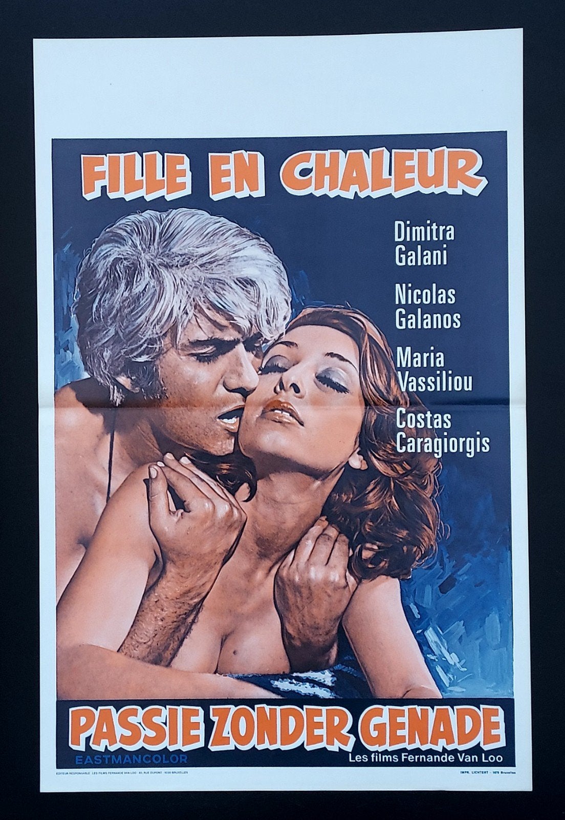 Griekse passie zonder genade 1974 erotische filmposter, Ophalen of Verzenden, A1 t/m A3, Film en Tv