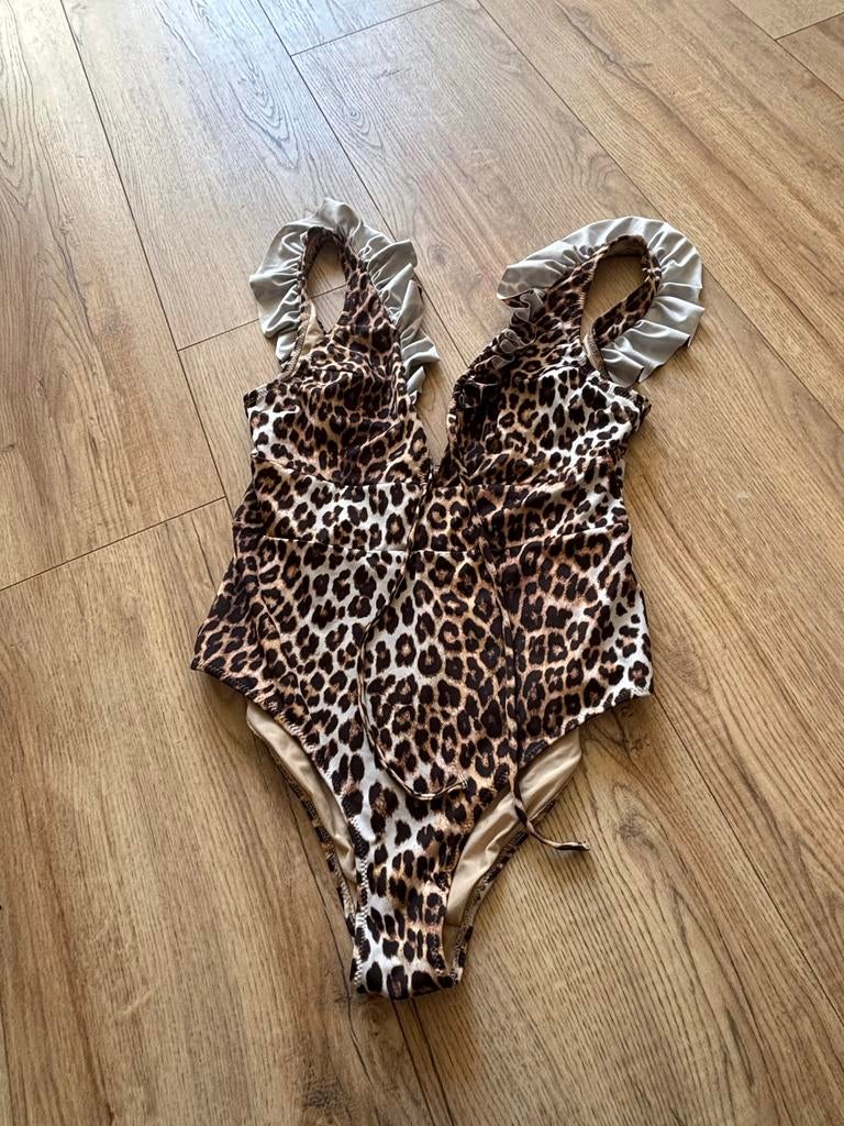 H&M Luipaardprint Badpak met Ruches nieuw maat 40, Ophalen of Verzenden, Nieuw, Bruin, Badpak