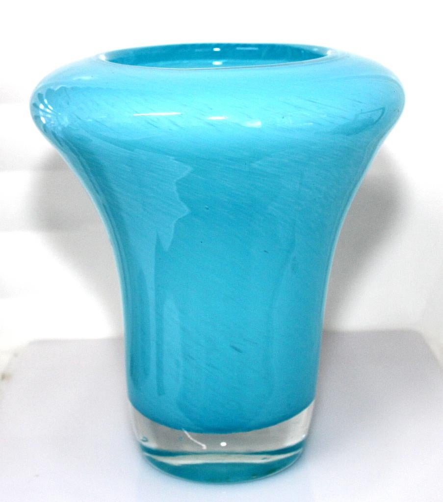 Schitterende Murano Blauw Kristal Space Age Vaas, Huis en Inrichting, Woonaccessoires | Vazen, Blauw, Ophalen of Verzenden, Minder dan 50 cm