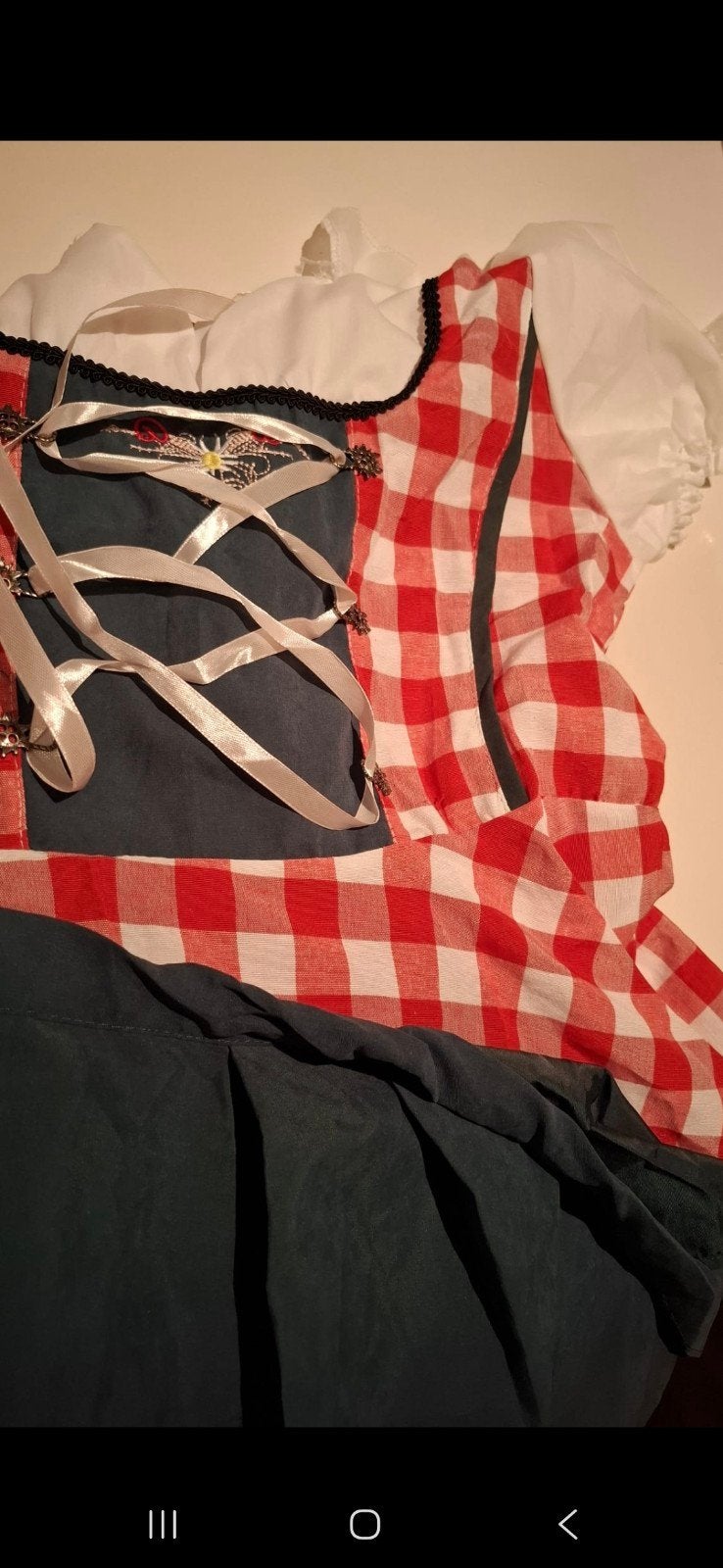 Dirndl jurk rood/wit geruit, maat XL, Kleding | Dames, Carnavalskleding en Feestkleding, Maat 46/48 (XL) of groter, Ophalen of Verzenden