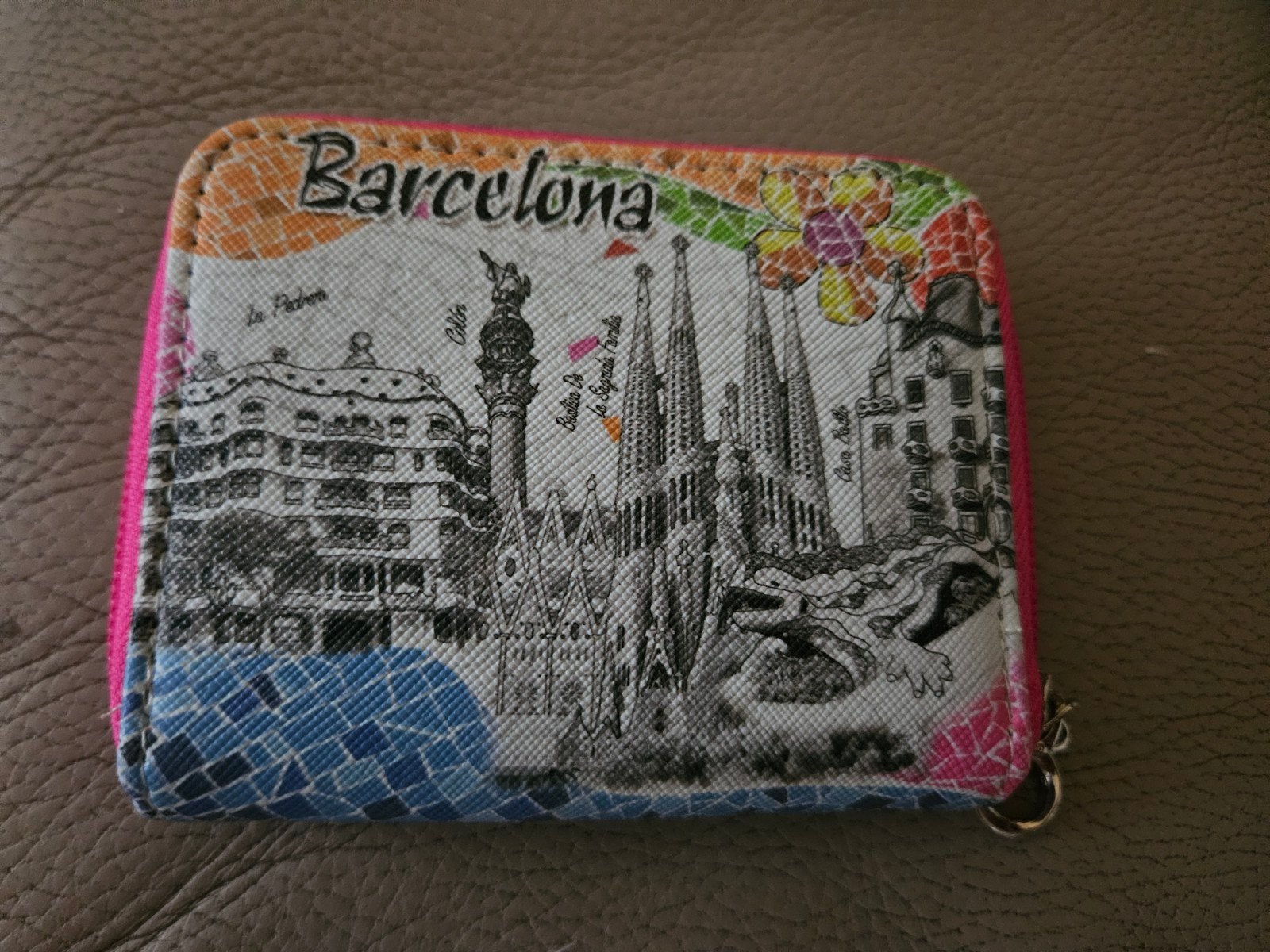 Portemonnee Barcelona Souvenir - Roze met Stadsgezicht, Ophalen of Verzenden, Zo goed als nieuw, Roze, Overige merken