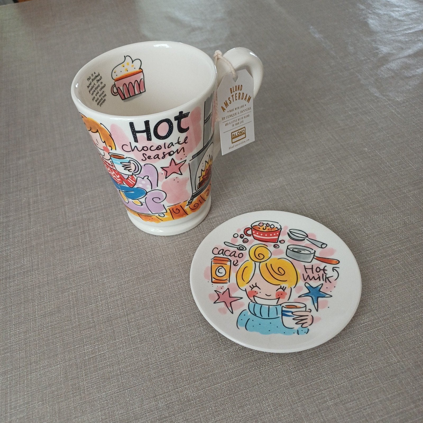 Blond Amsterdam Hot Chocolade Mazagran set roze, Keramiek, Nieuw, Blond Amsterdam, Mok