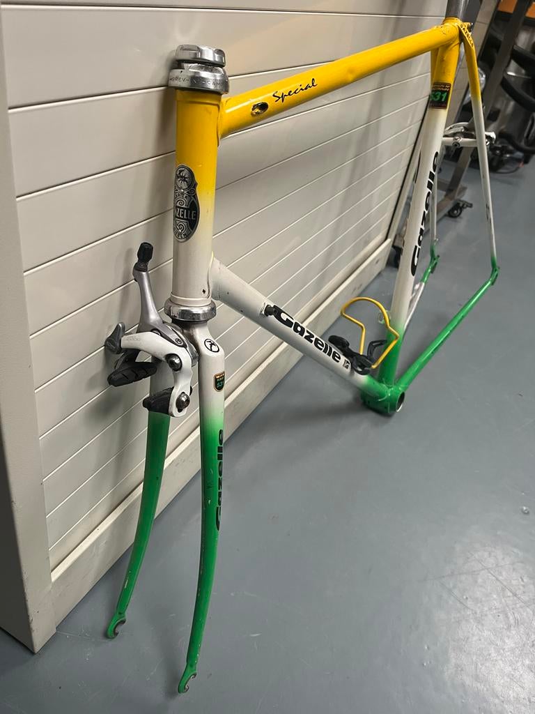 Gazelle Special racefiets frame 58cm met voorvork en zadel, Fietsen en Brommers, Fietsonderdelen, Frame, Gebruikt, Staal, Ophalen of Verzenden